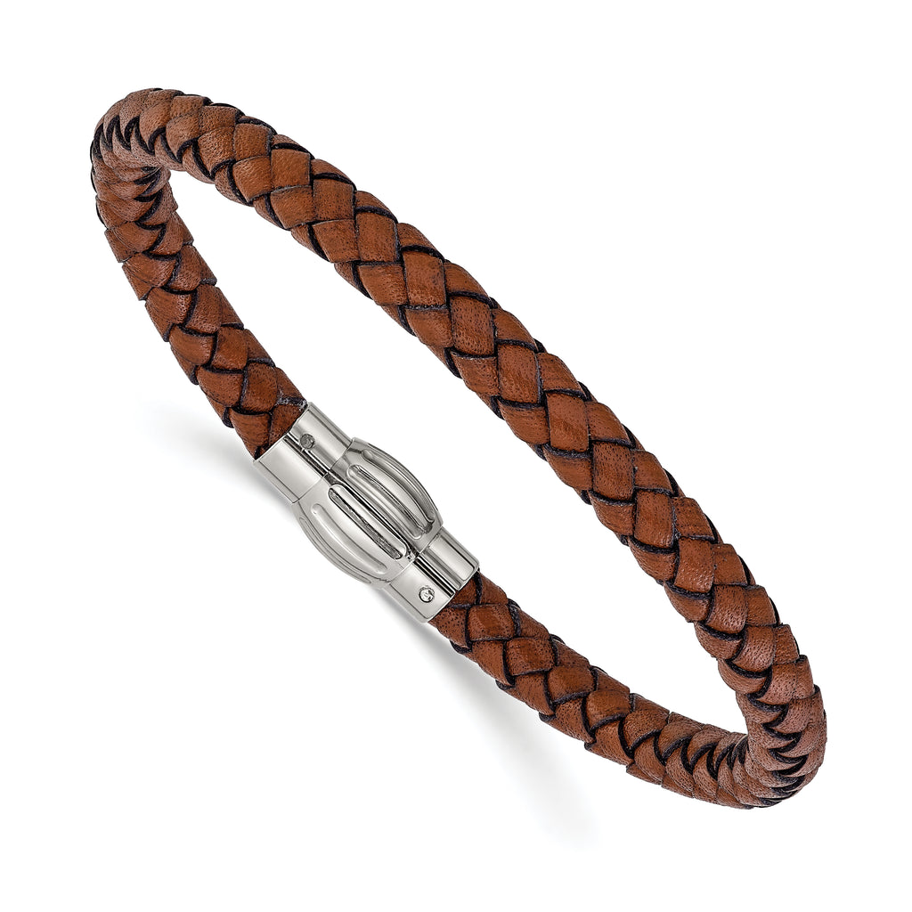Men's Polished Woven Stainless Steel Bracelet 6mm