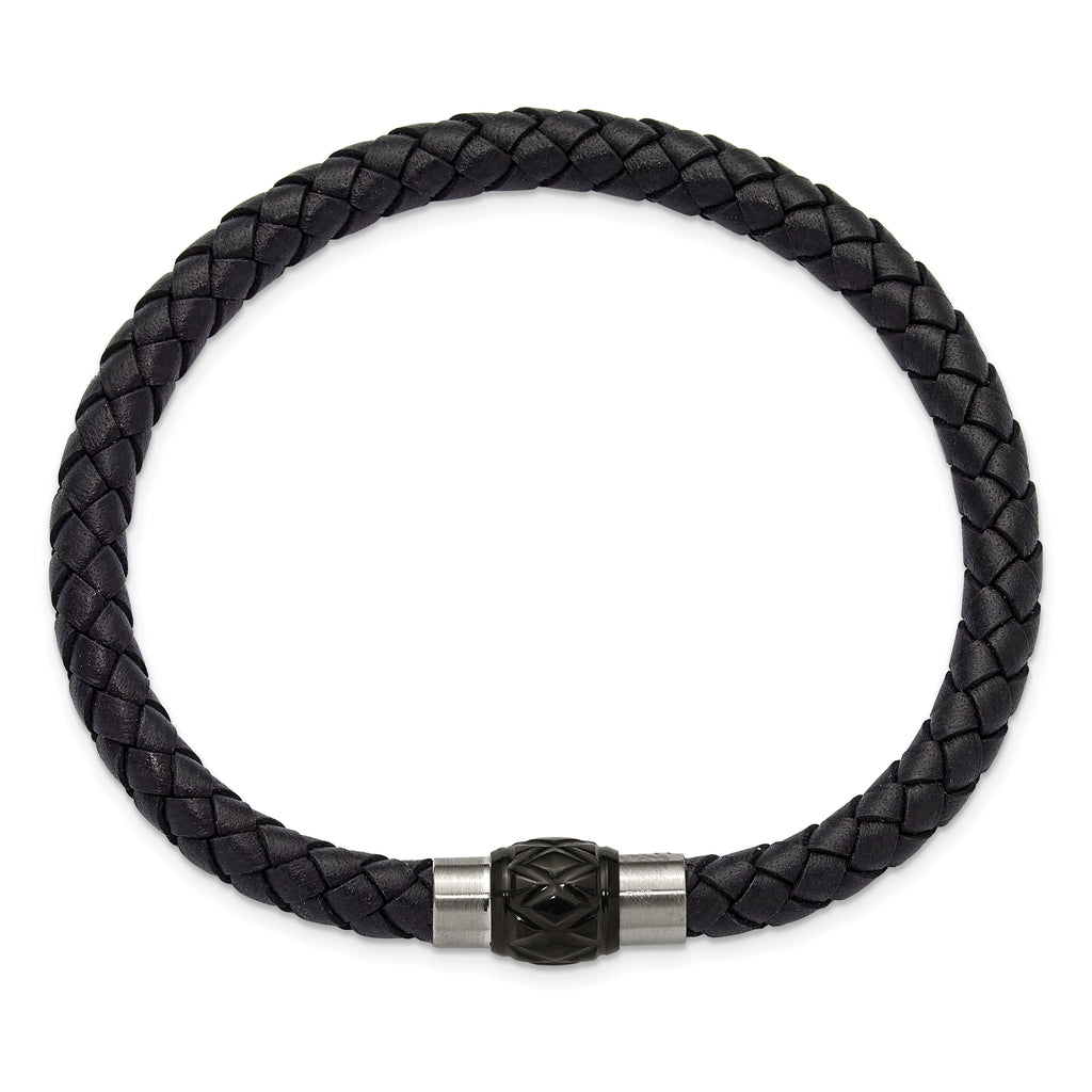 Men's Brushed and Polished Woven Stainless Steel Bracelet 6mm