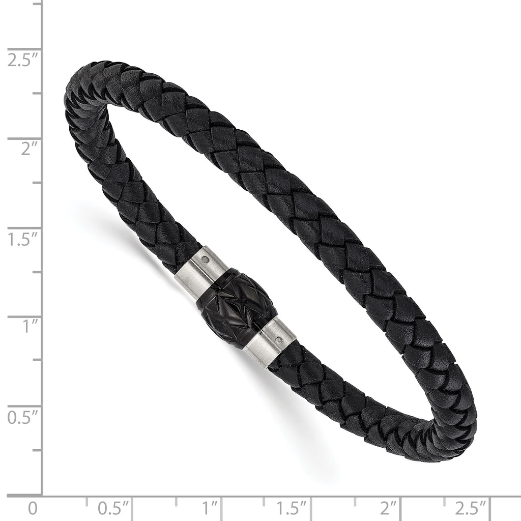 Men's Brushed and Polished Woven Stainless Steel Bracelet 6mm