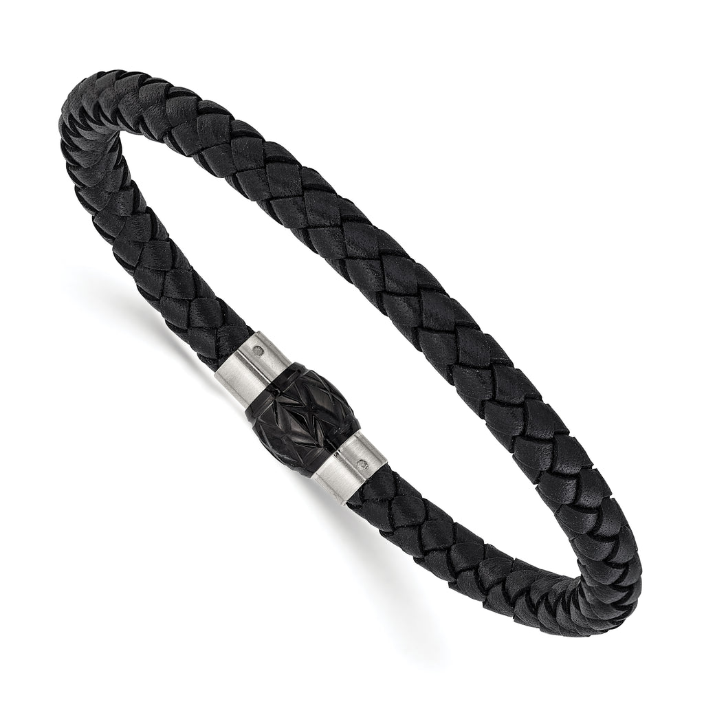 Men's Brushed and Polished Woven Stainless Steel Bracelet 6mm
