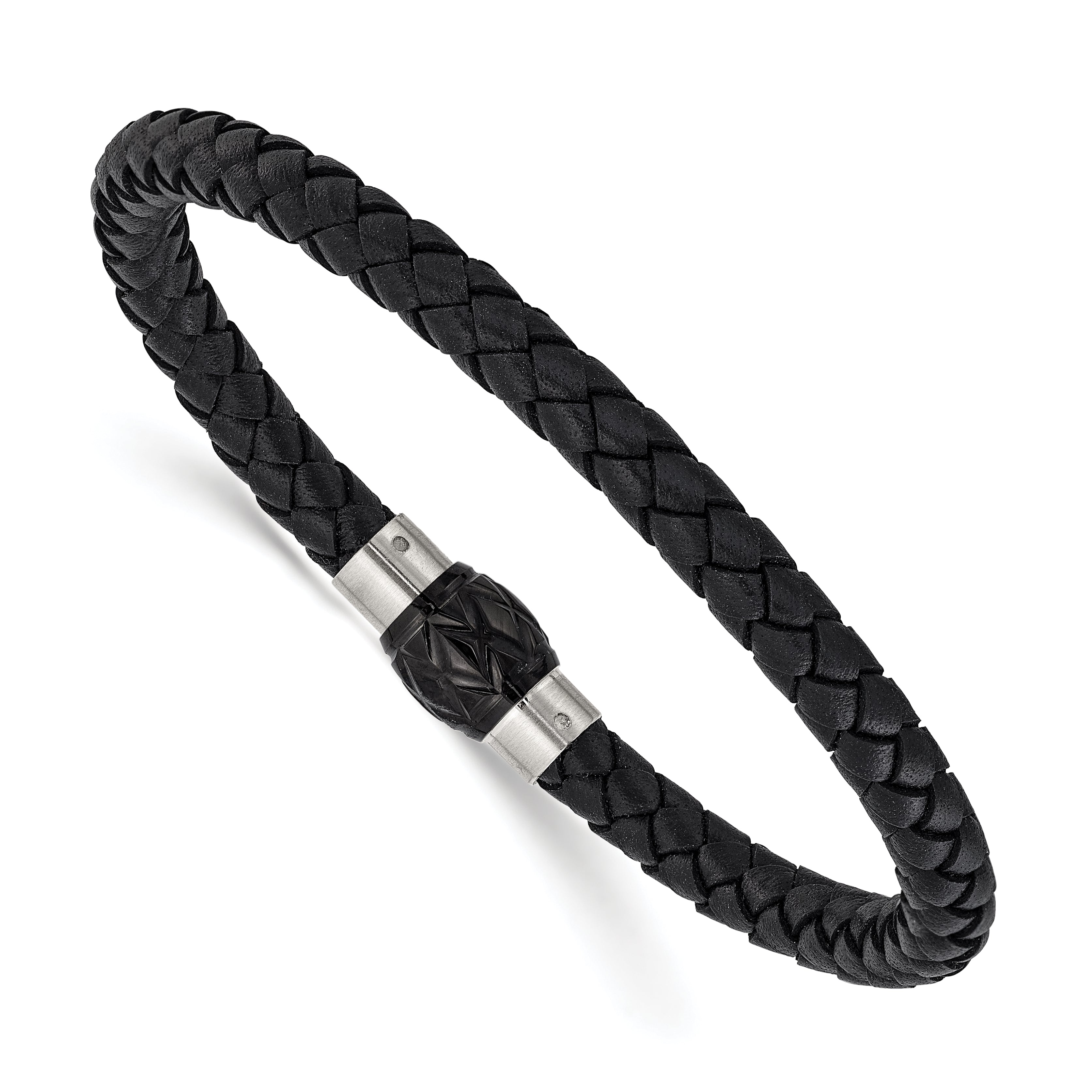 Men's Brushed and Polished Woven Stainless Steel Bracelet 6mm