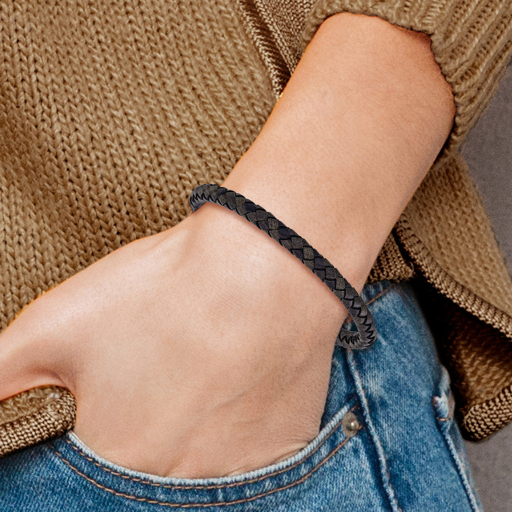 Men's Brushed and Polished Woven Stainless Steel Bracelet 6mm 8.5in