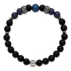 Men's Black Ion-Plated Antiqued Onyx Stainless Steel Bracelet 8mm