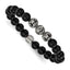 Men's Antiqued Black Onyx Skull Stainless Steel Bracelet 10mm