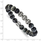 Men's Antiqued Grey Tiger's Eye Stainless Steel Bracelet 11mm