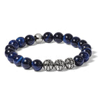 Men's Antiqued Blue Tiger's Eye Stainless Steel Bracelet 10.5mm
