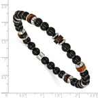 Polished Black Onyx Stainless Steel Bracelet 6.8mm