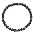 Polished Blue Lapis Stainless Steel Bracelet 6.6mm