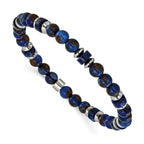 Polished Blue Lapis Stainless Steel Bracelet 6.6mm