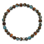 Polished Brown Tiger's Eye Stainless Steel Bracelet 6.5mm