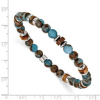 Polished Brown Tiger's Eye Stainless Steel Bracelet 6.5mm