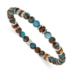 Polished Brown Tiger's Eye Stainless Steel Bracelet 6.5mm