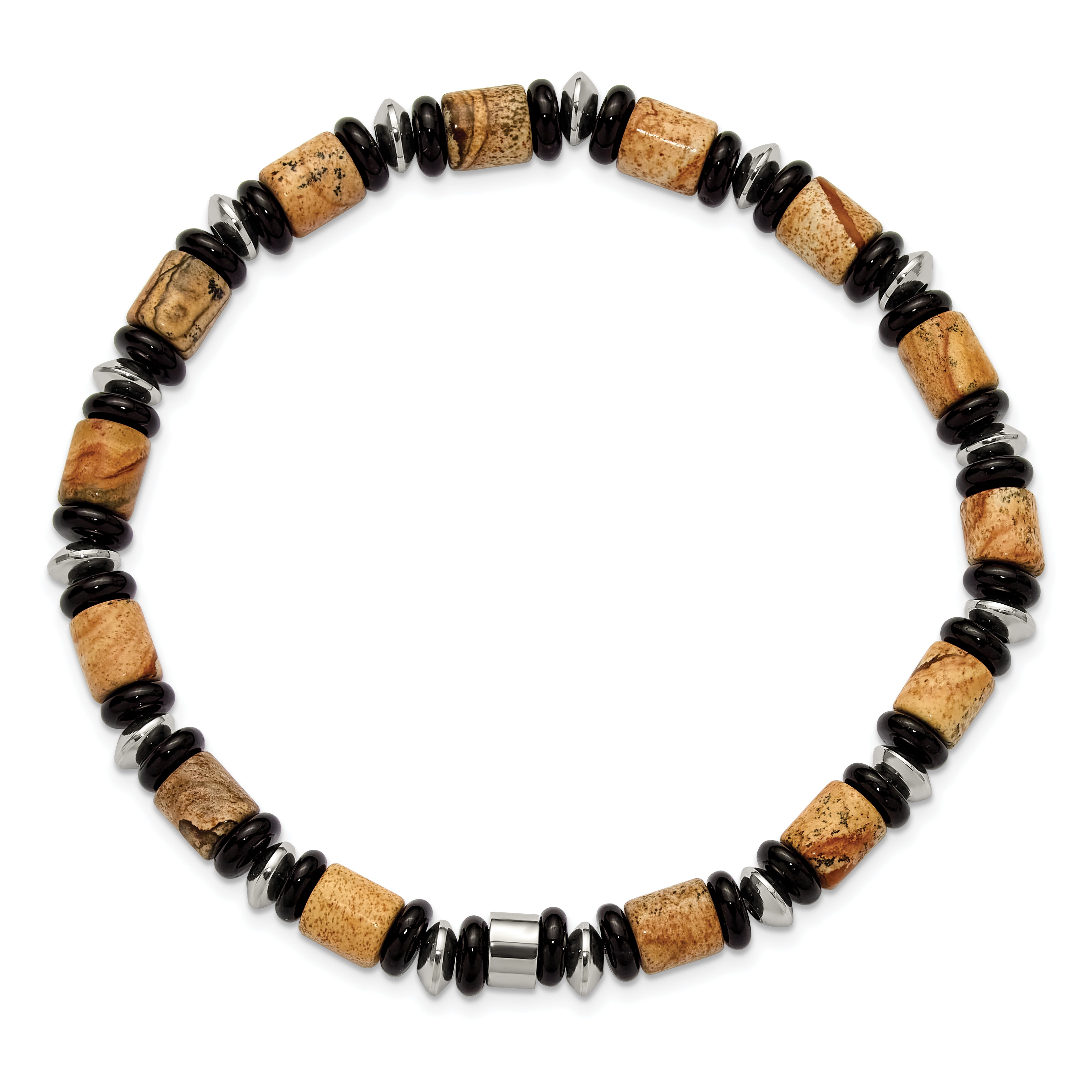 Polished Black Onyx Stainless Steel Bracelet 6.6mm Secondary image