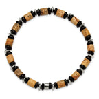 Polished Black Onyx Stainless Steel Bracelet 6.6mm