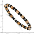 Polished Black Onyx Stainless Steel Bracelet 6.6mm