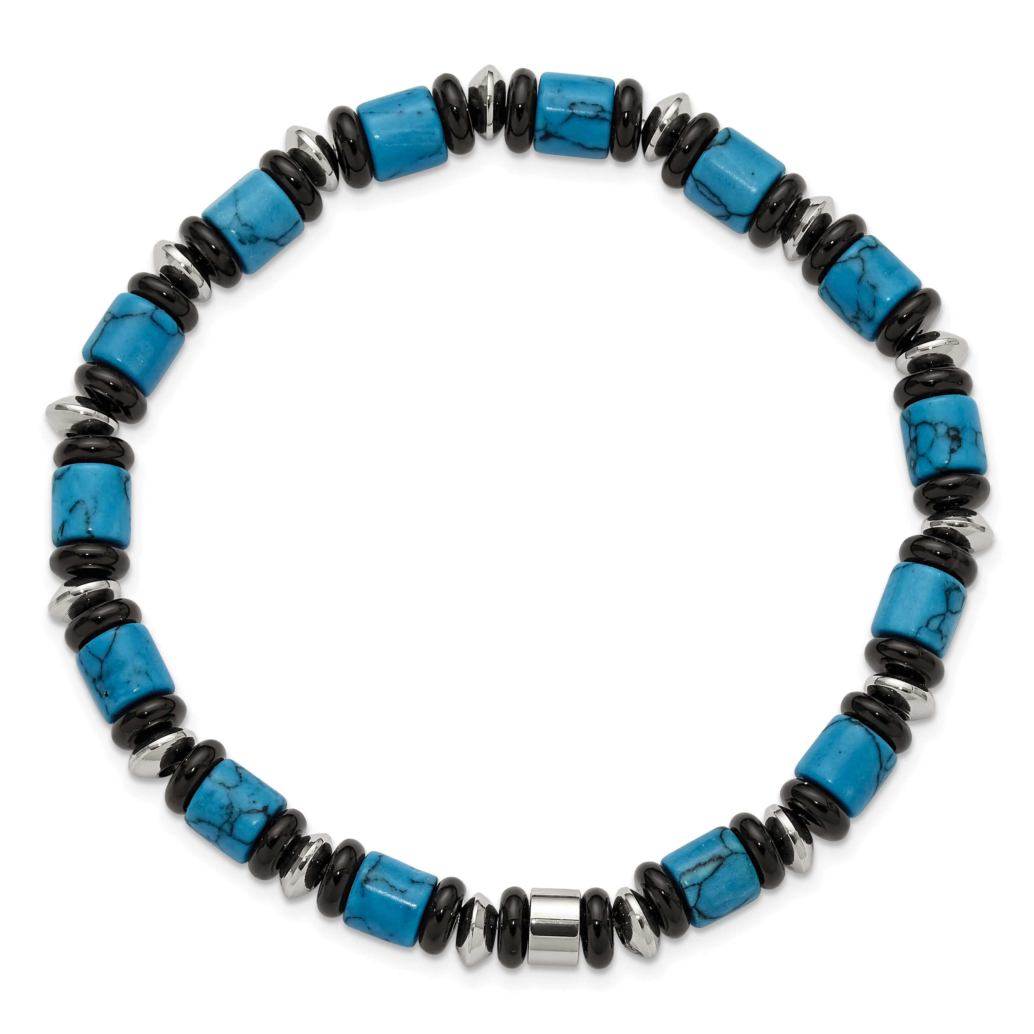 Polished Black Onyx Stainless Steel Bracelet 6.4mm Secondary image