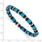 Polished Black Onyx Stainless Steel Bracelet 6.4mm