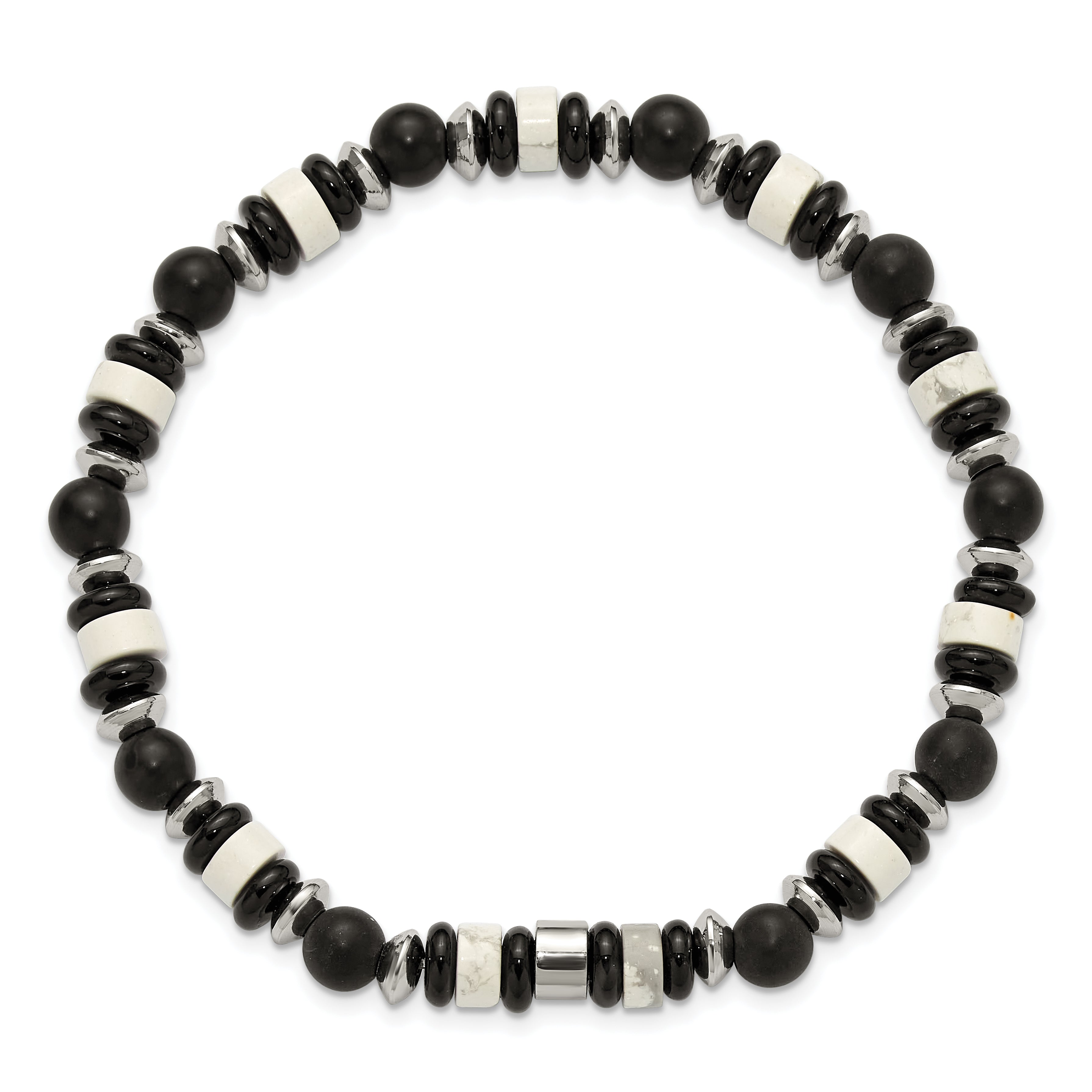 Polished Black Onyx Owl Stainless Steel Bracelet 6.5mm Secondary image