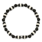 Polished Black Onyx Owl Stainless Steel Bracelet 6.5mm