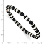 Polished Black Onyx Owl Stainless Steel Bracelet 6.5mm