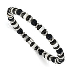 Polished Black Onyx Owl Stainless Steel Bracelet 6.5mm