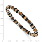 Polished Brown Tiger's Eye Stainless Steel Bracelet 6.5mm 7.5in
