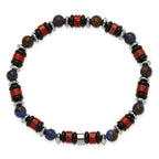 Polished Red Agate Stainless Steel Bracelet 6.5mm