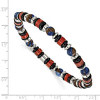 Polished Red Agate Stainless Steel Bracelet 6.5mm