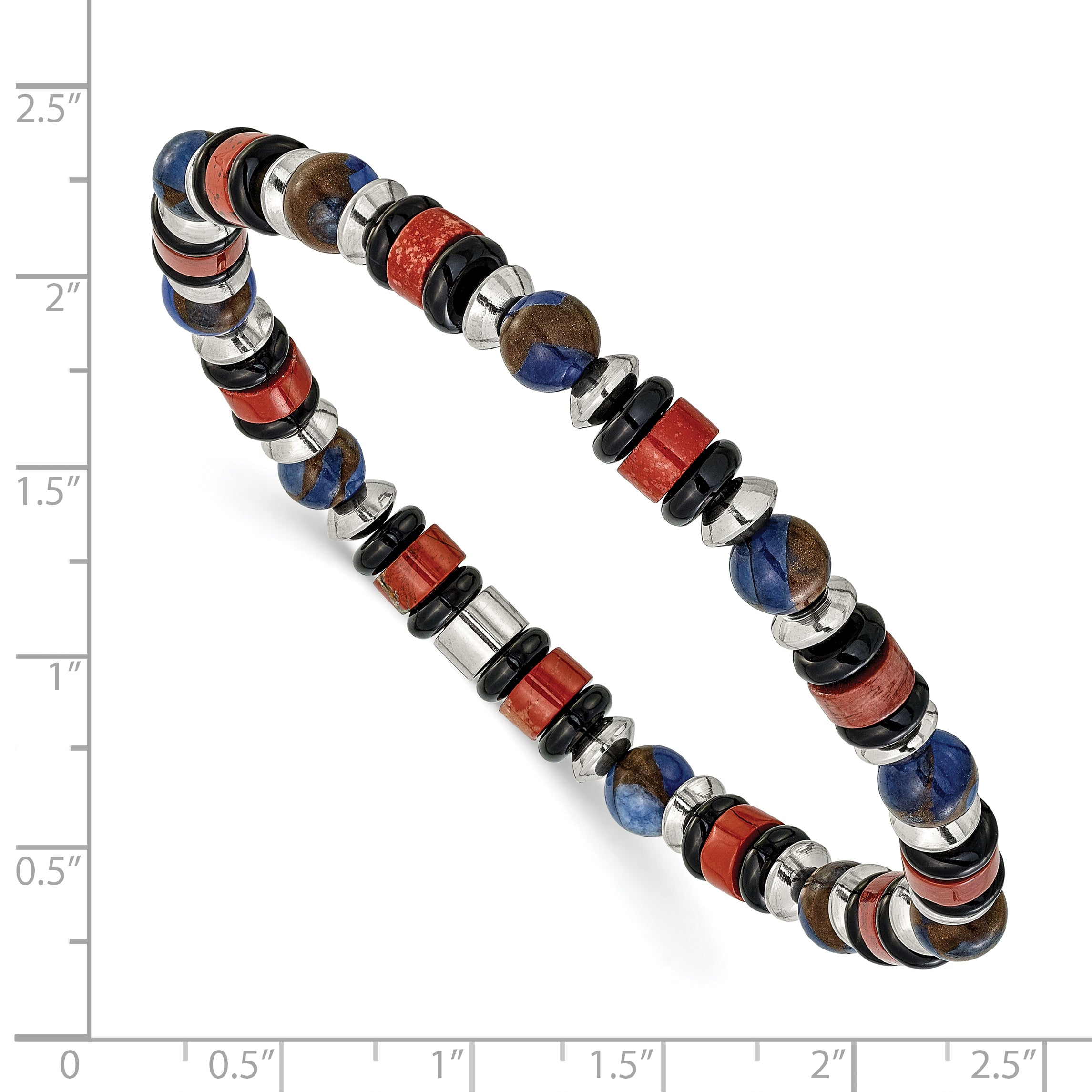 Polished Red Agate Stainless Steel Bracelet 6.5mm