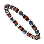Polished Red Agate Stainless Steel Bracelet 6.5mm