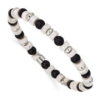 Polished Howlite Stainless Steel Bracelet 6.4mm