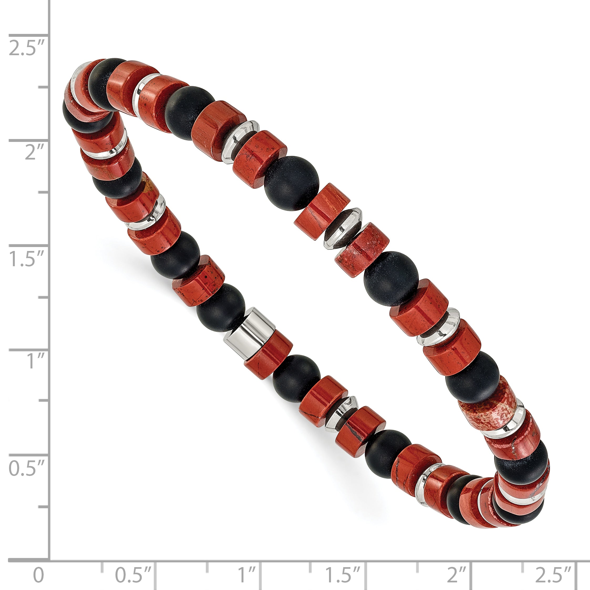 Polished Red Agate Stainless Steel Bracelet 6.35mm