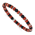 Polished Red Agate Stainless Steel Bracelet 6.35mm
