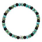 Polished Black Onyx Stainless Steel Bracelet 6.4mm 8in