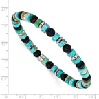 Polished Black Onyx Stainless Steel Bracelet 6.4mm 8in