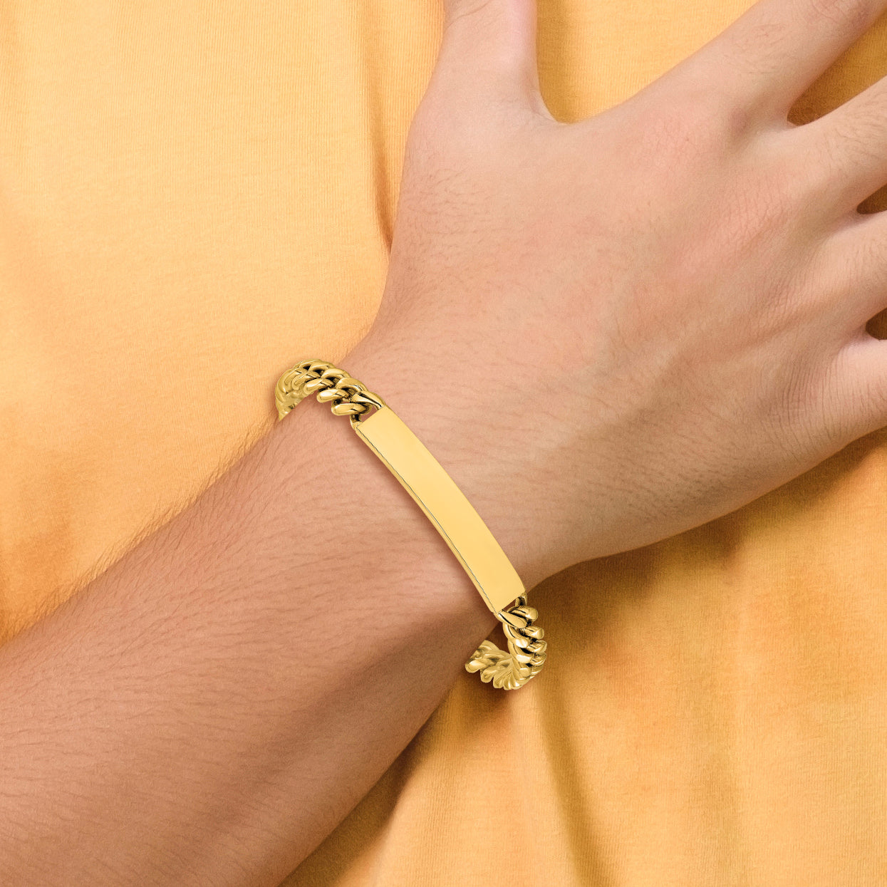 Men's Polished Gold-Tone Stainless Steel ID Bracelet 8mm