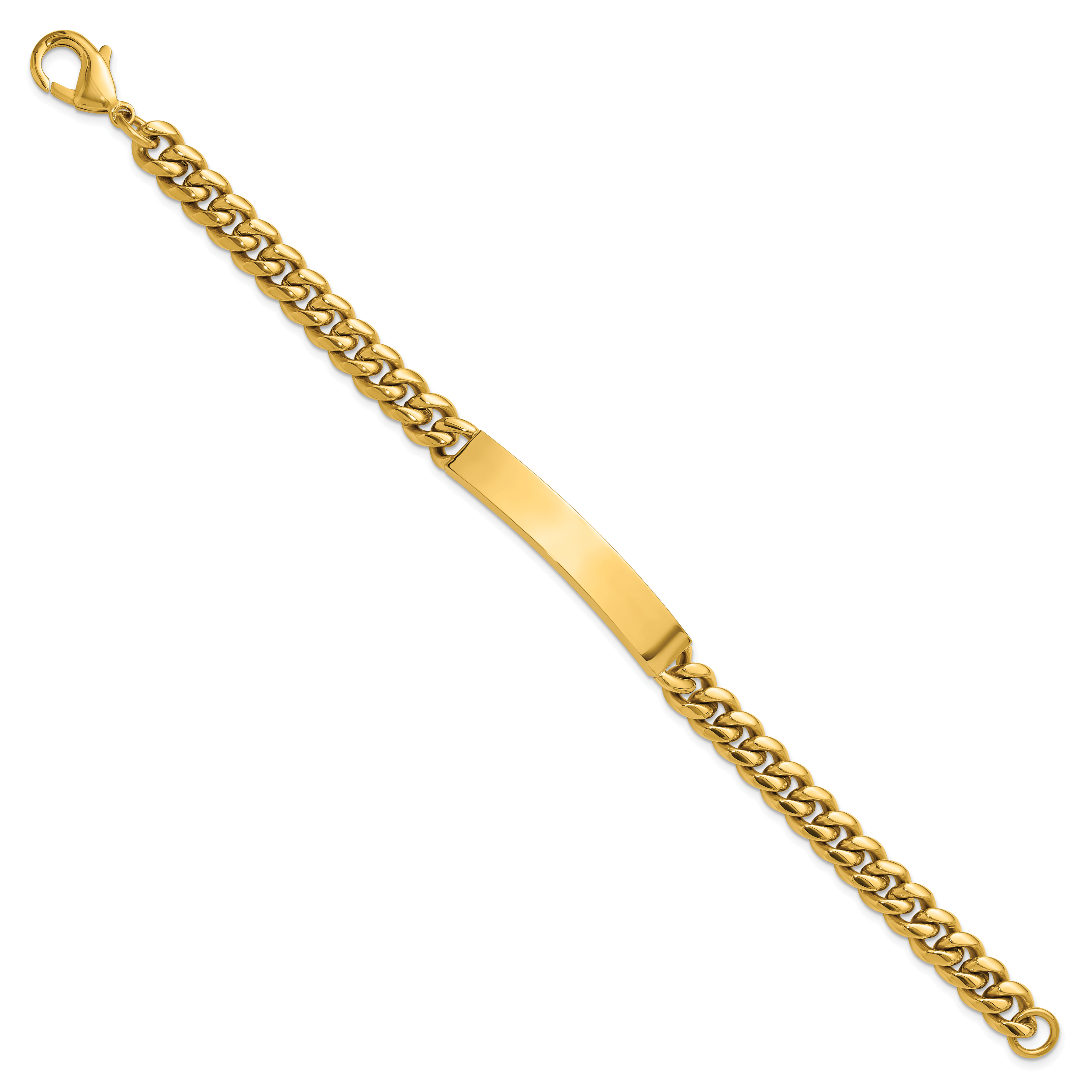 Men's Polished Gold-Tone Stainless Steel ID Bracelet 8mm