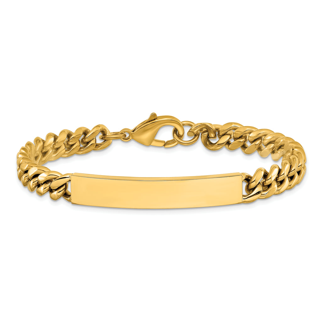 Men's Polished Gold-Tone Stainless Steel ID Bracelet 8mm