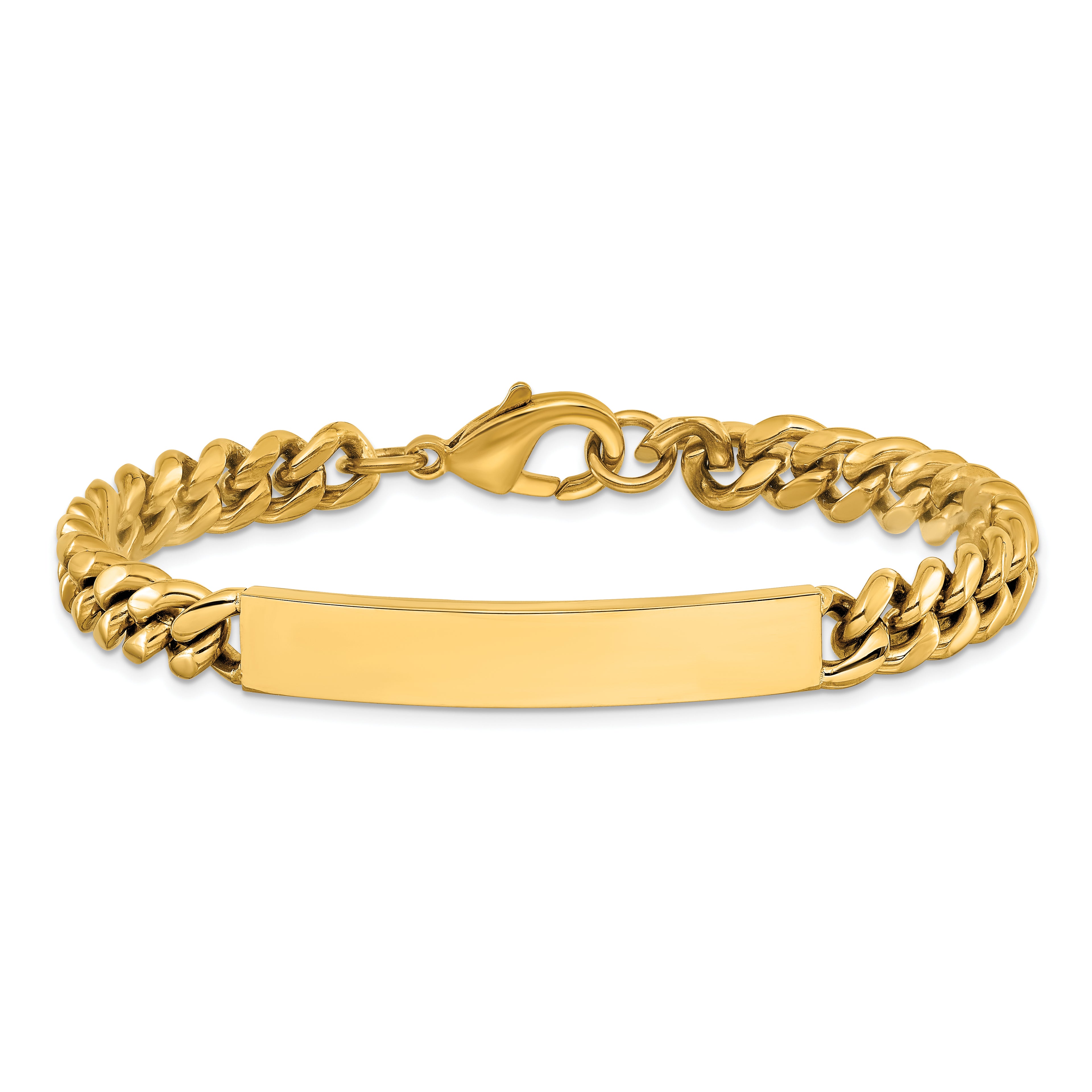 Men's Polished Gold-Tone Stainless Steel ID Bracelet 8mm