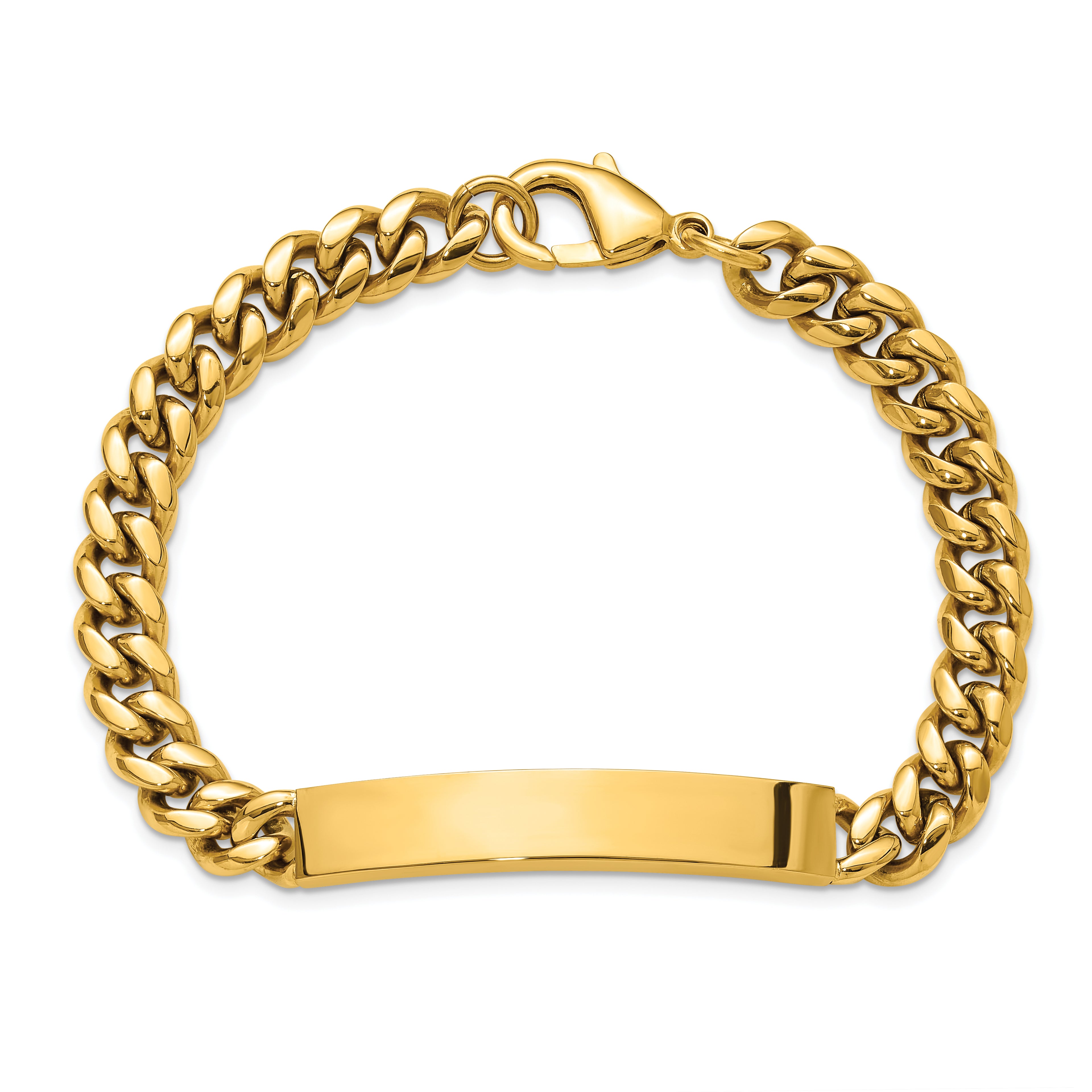 Men's Polished Gold-Tone Stainless Steel ID Bracelet 8mm