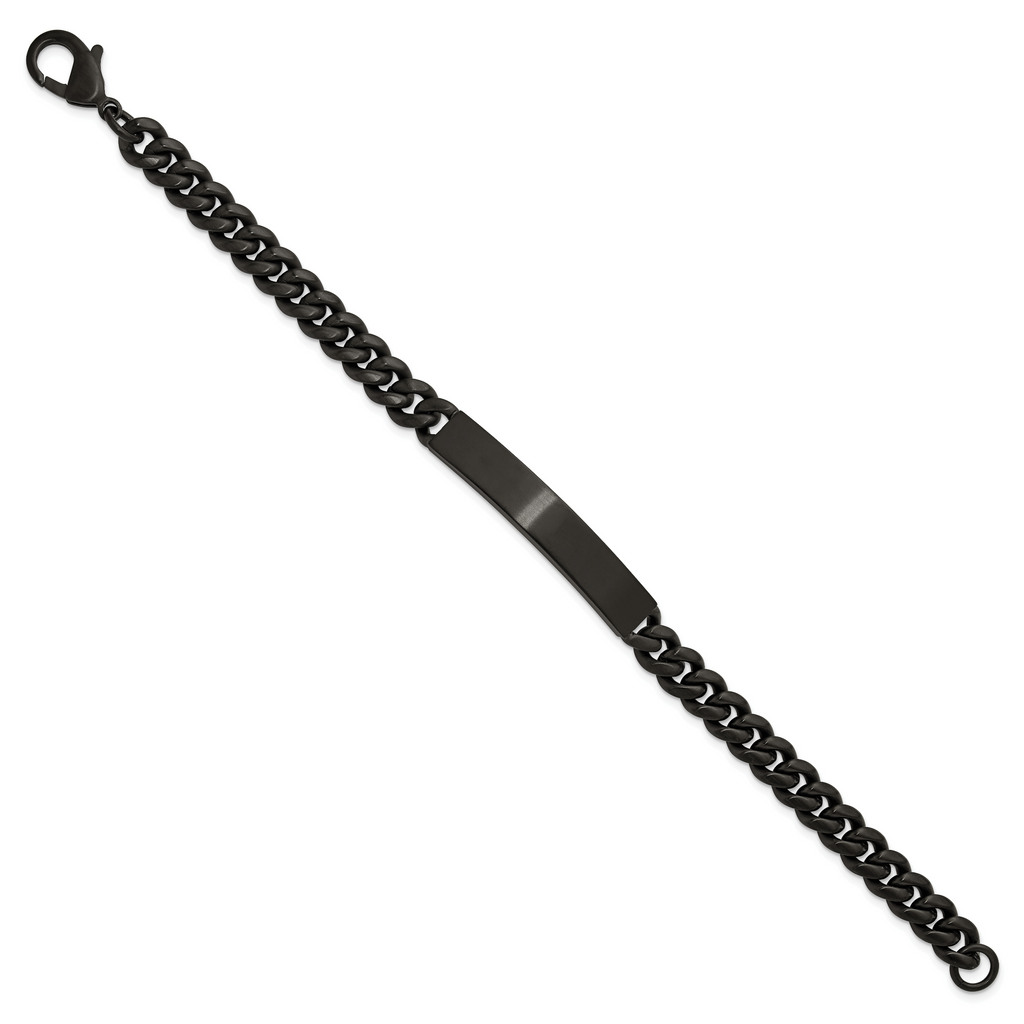 Men's Brushed Black Stainless Steel ID Bracelet 8mm