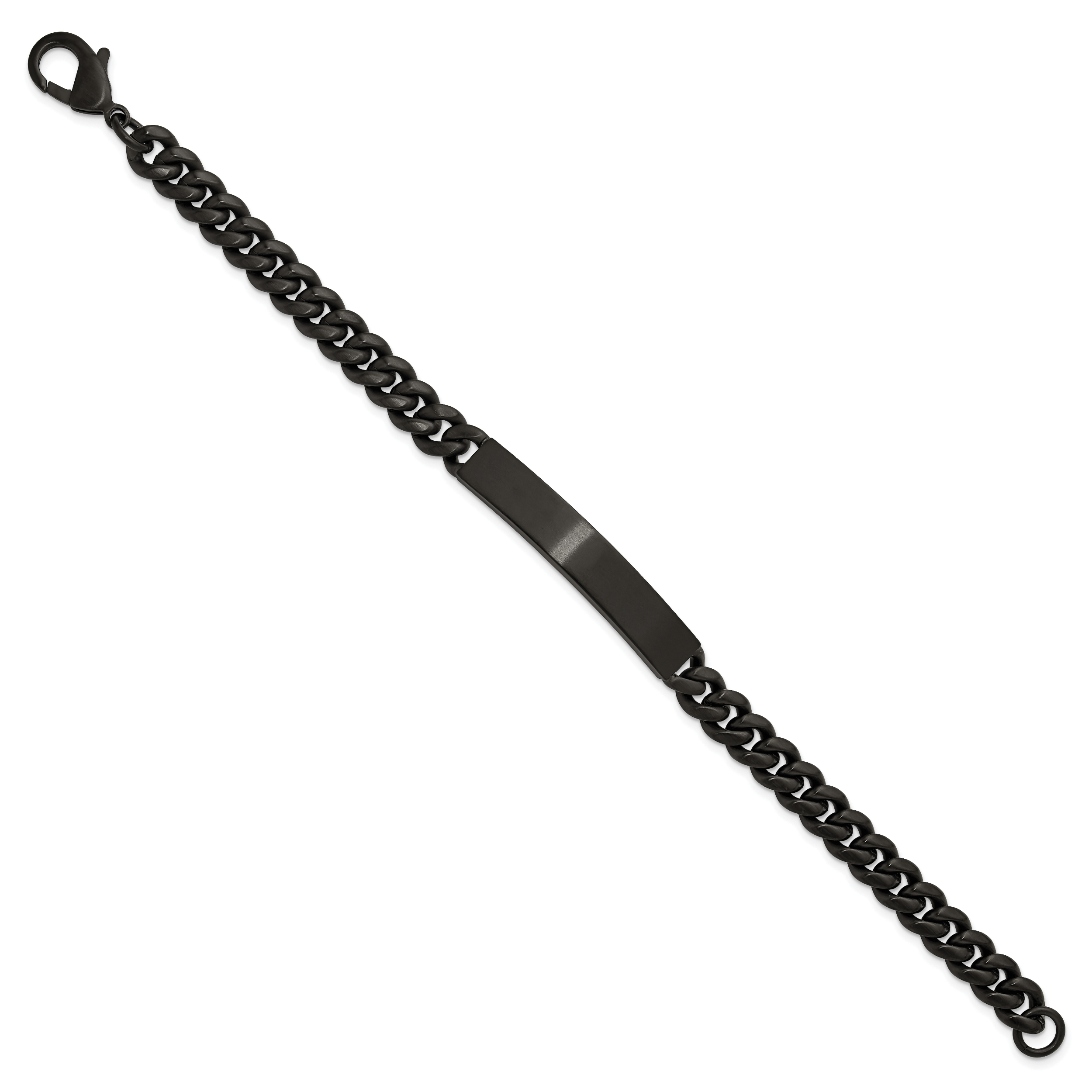 Men's Brushed Black Stainless Steel ID Bracelet 8mm