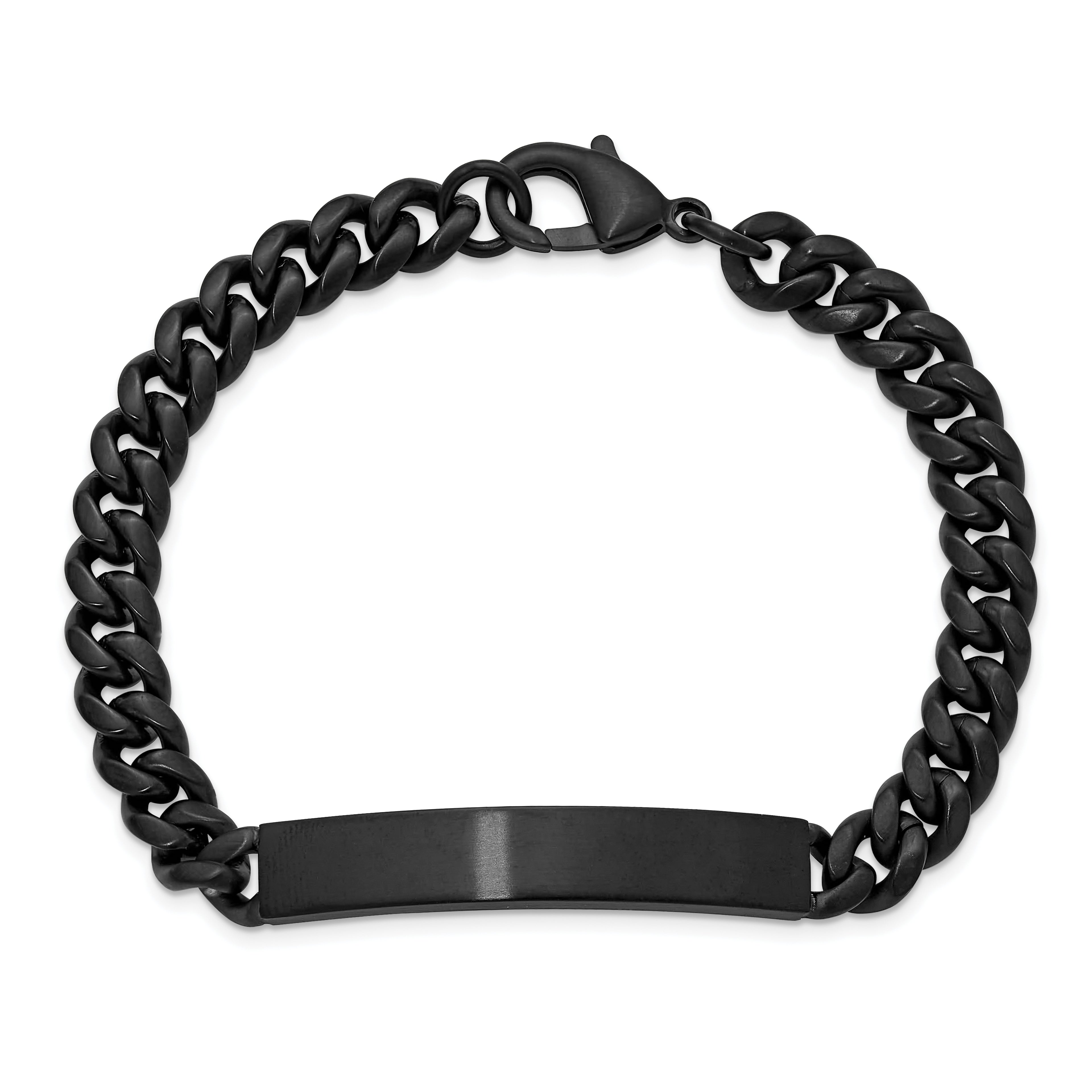 Men's Brushed Black Stainless Steel ID Bracelet 8mm