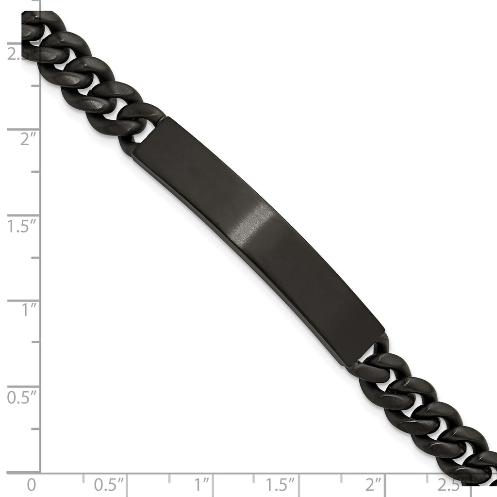 Men's Brushed Black Stainless Steel ID Bracelet 8mm