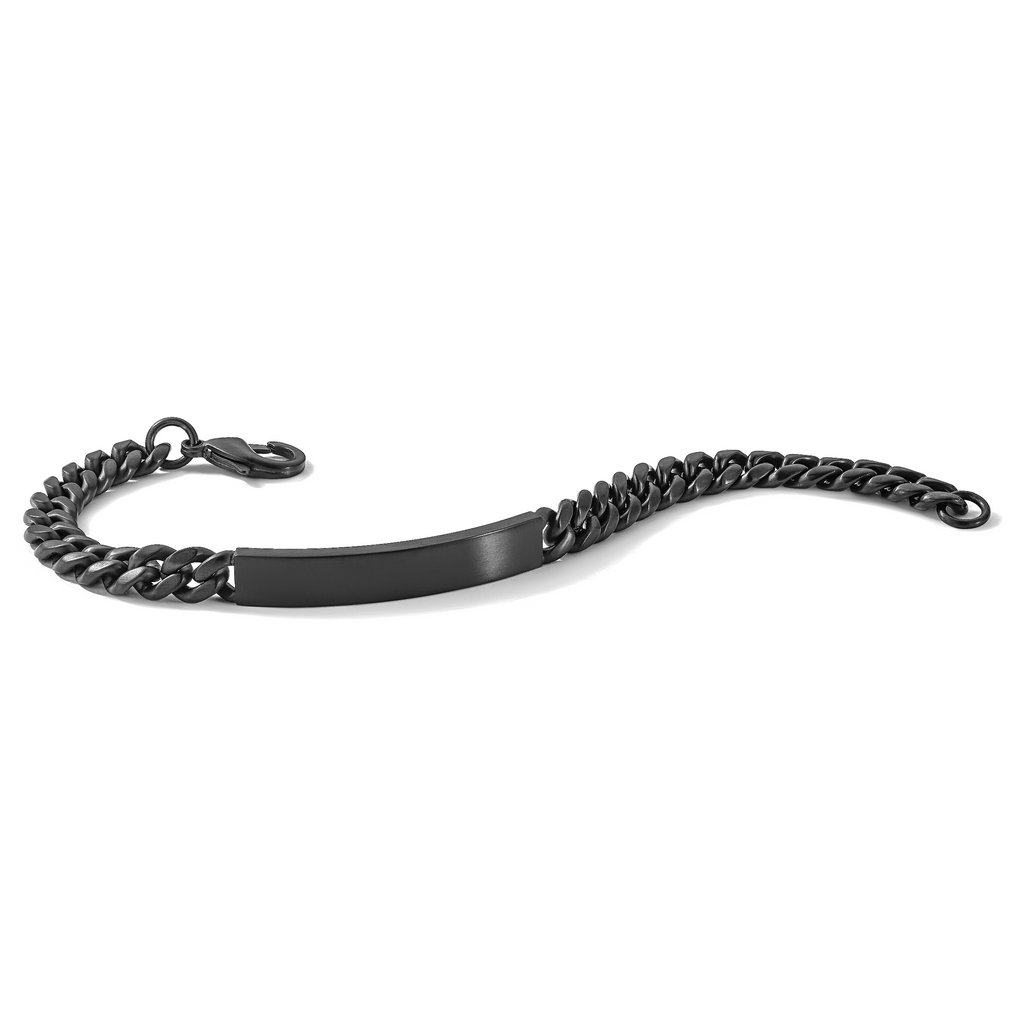Men's Brushed Black Stainless Steel ID Bracelet 8mm