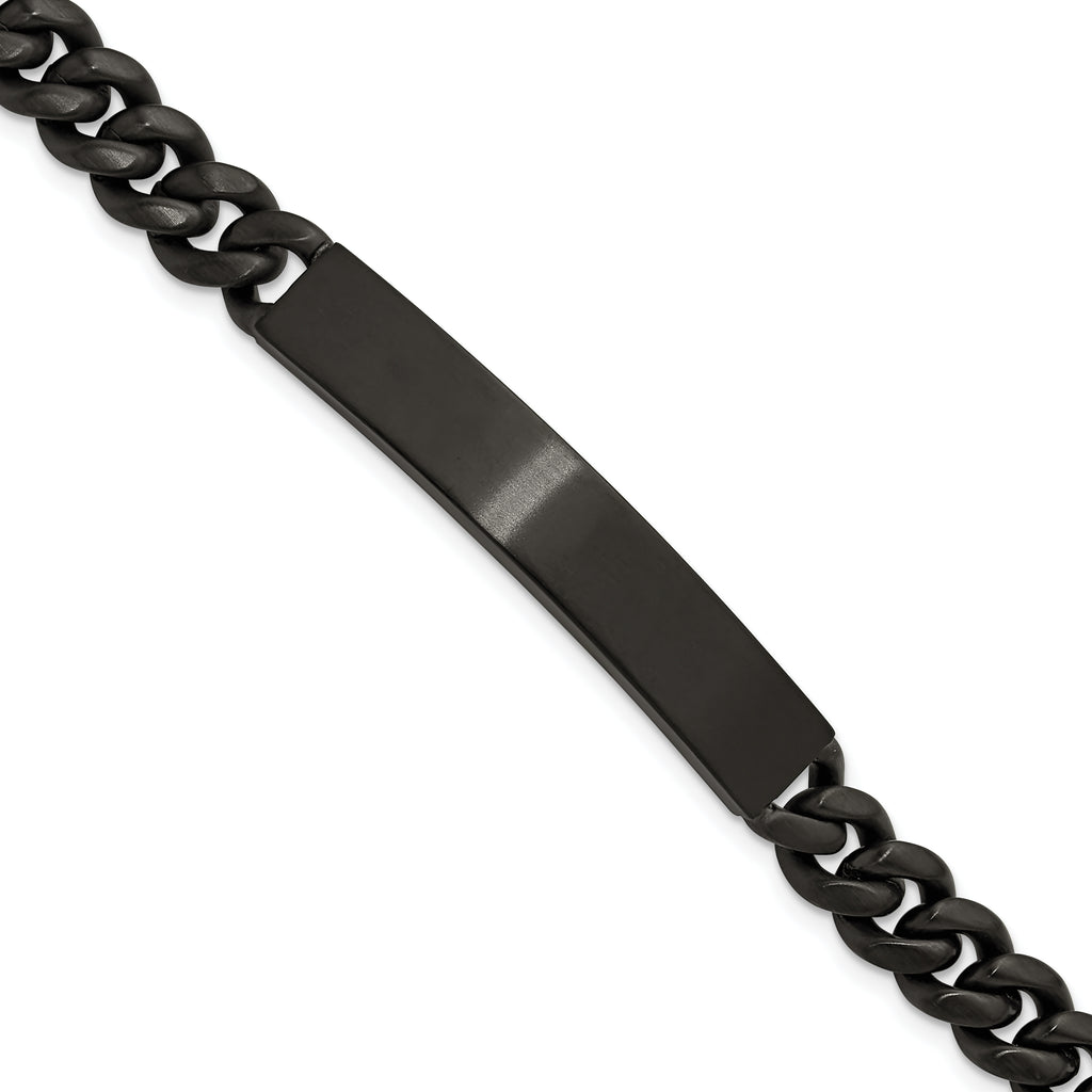 Men's Brushed Black Stainless Steel ID Bracelet 8mm