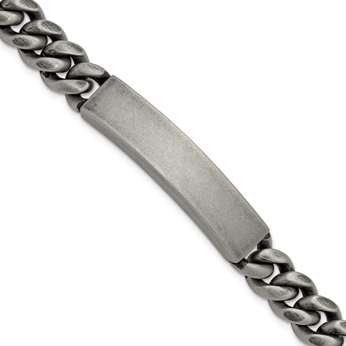 Antiqued & Brushed ID Bracelet in Stainless Steel, 10mm / 8.5in - Sophia Jewelers