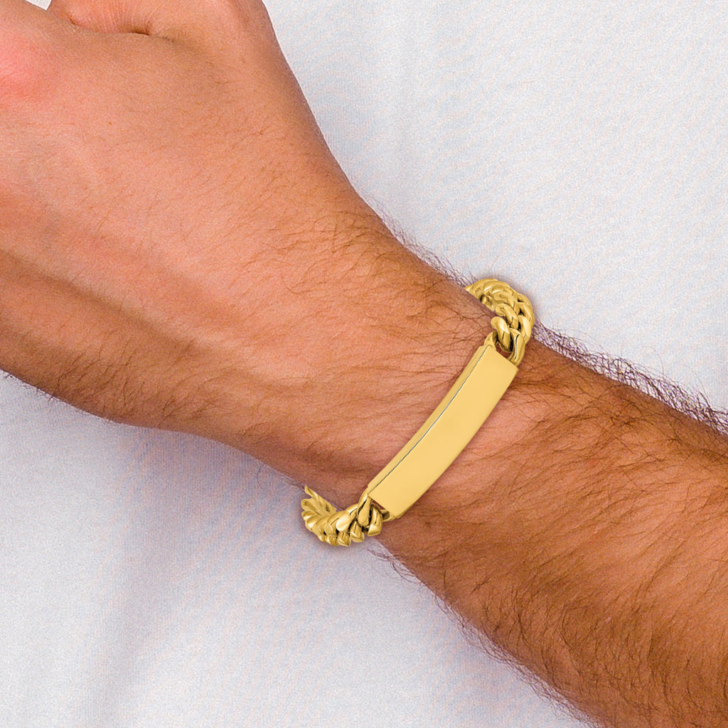 Men's Polished Gold-Tone Stainless Steel ID Bracelet 10mm