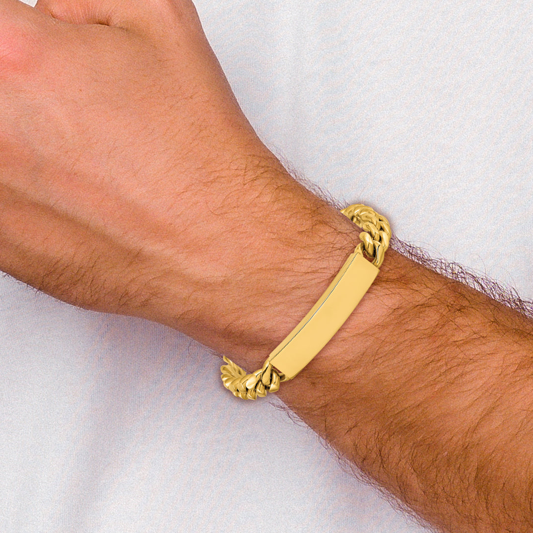 Men's Polished Gold-Tone Stainless Steel ID Bracelet 10mm