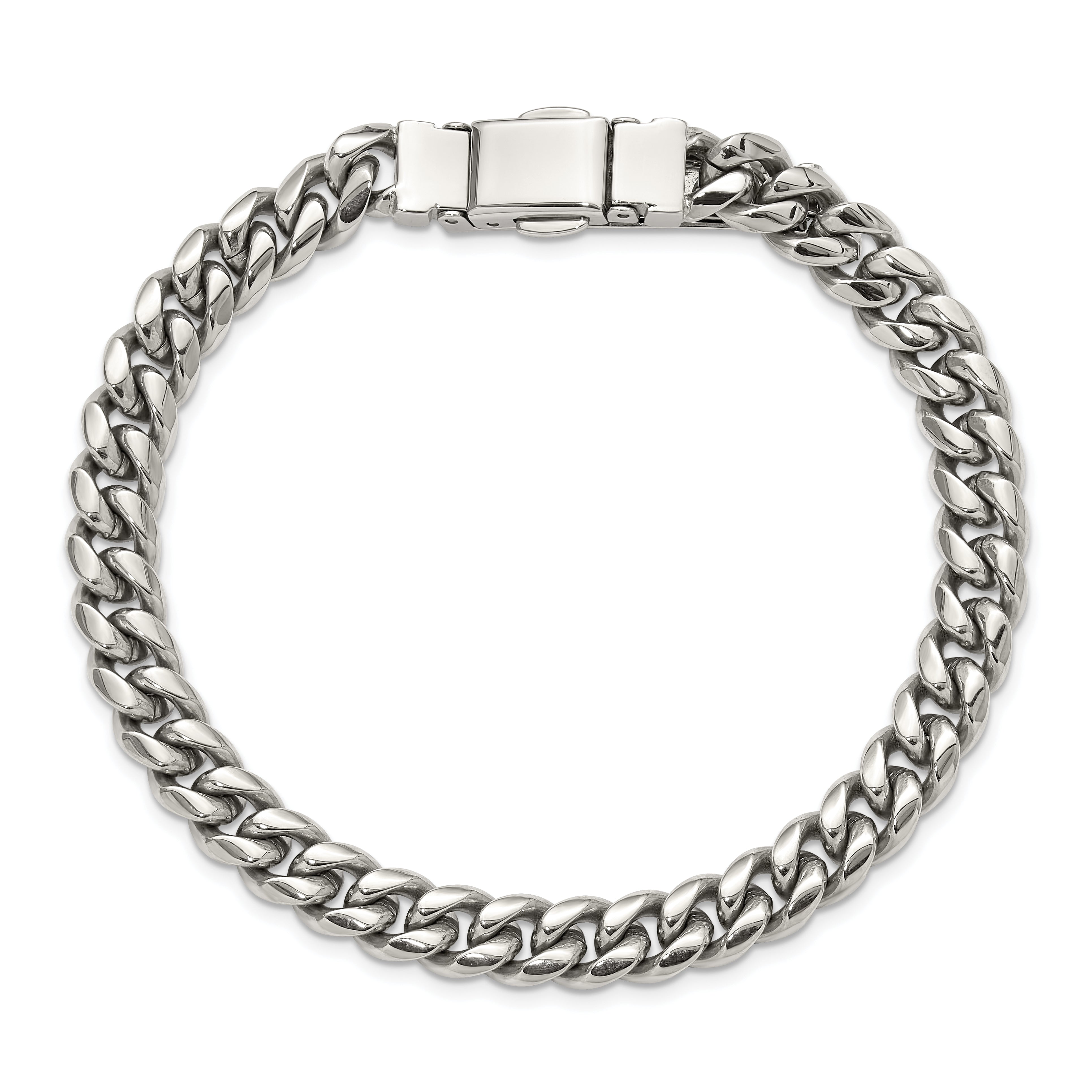 Men's Polished Stainless Steel Curb Chain Bracelet 8mm Secondary image